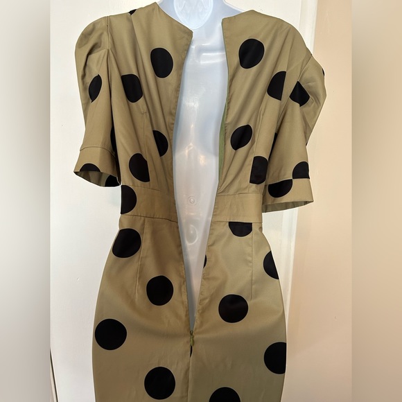 Big Polkadot Olive Pencil Dress - Picture 6 of 11